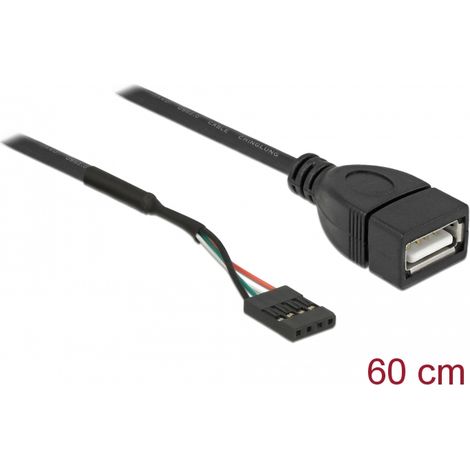 Delock Base de conexiones del cable USB 2.0 hembra en 1 x USB 2.0 Tipo-A hembra 60 cm