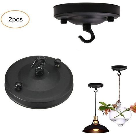 Lot de 2 crochets de plafond pour lustre vintage, crochets de plafond en forme de rose en fer vintage, support de plaque, lustre, toit, ventouse, châssis, lumière, accessoires adaptés, idées de (1/3)