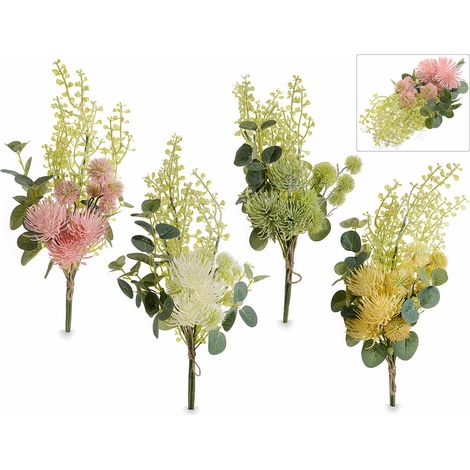 Mazzi colorati di fiori di eucalipto artificiale, set da 4 pezzi, cm 33 H (con gambo 46)