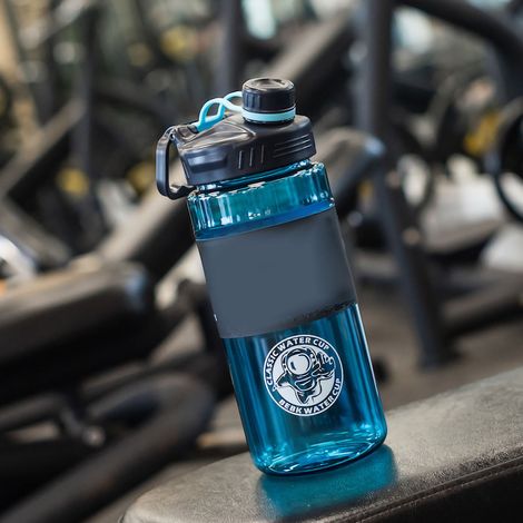 Große (1700 ml) Wasserflasche aus Kunststoff mit Kordel, blau, für Männer und Frauen. (1/5)