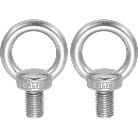 Lot 2 Boulon Oeil A Epaulement Levage M16 x 26 mm Forme Anneau (1/5)