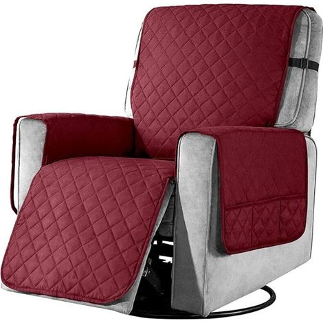 Housse de fauteuil inclinable, canapé 1 place, antidérapante, douce et lavable en machine, idéale pour les familles avec enfants et animaux, petite taille (rouge vin). (1/5)