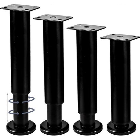 Verstellbare Schrankfüße 8–12,5 cm (3–5 Zoll), 7-teiliges Set schwarzer Metall-Bettgestell-Mittellatten-Stützfüße, robuste DIY-Ersatzfüße – 8–12,5 cm (3–5 Zoll) – Schwarz