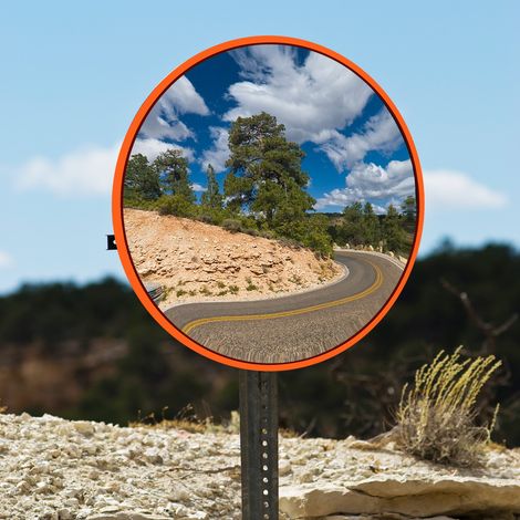 Miroir routier convexe incurvé grand angle pour sécurité, circulation, allée, stationnement, 60 cm / 23 pouces