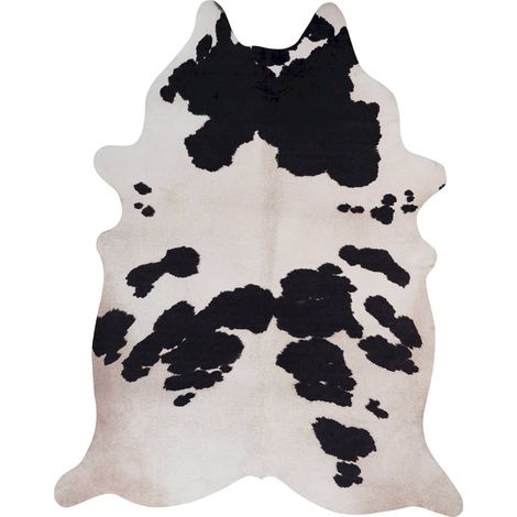 Tapis imitation peau de vache noir et blanc doux - noir profond et blanc cassé (1/3)