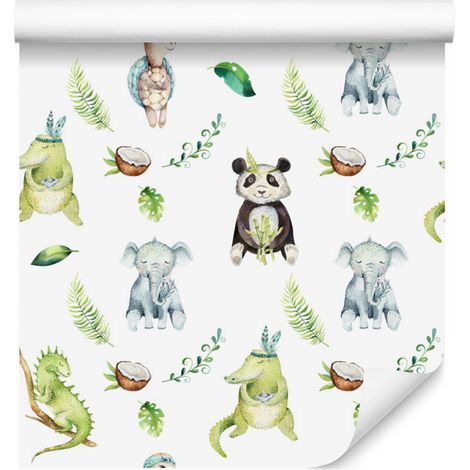 Papier peint « Animaux parmi les feuilles » pour salon et chambre 50x1000 cm (1/5)
