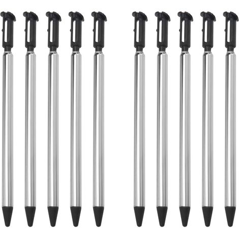 10pcs Stylet Rétractable Écran Tactile Stylos Tactiles Extensibles Compatible avec New 3DS pour Contrôler Les Jeux Vidéo, Noir (1/5)