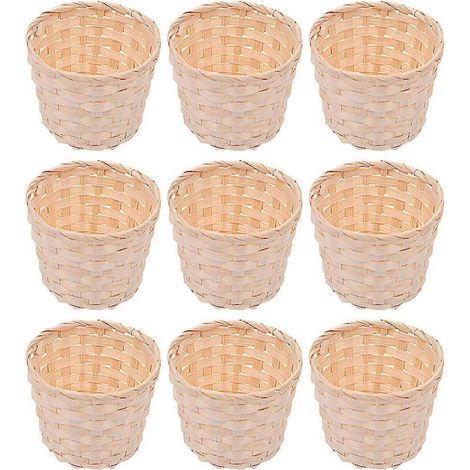 Ensemble de 9 paniers décoratifs en bambou, compatibles avec divers accessoires de rangement. (1/5)