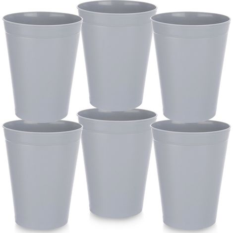 Wiederverwendbare Picknickbecher aus grauem Kunststoff, Sandy, 300 ml, 6er-Set