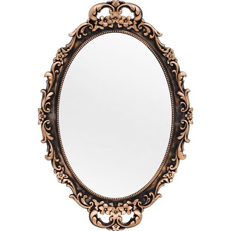 Miroir décoratif vintage avec cadre doré, miroirs muraux et plateau de table pour chambre à coucher, salon, commode, ovale, 24,4 x 36,3 cm (l x L) (bronze) (1/5)