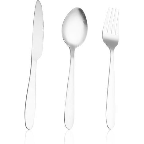 Ensemble de couverts 12 pièces : couteau, fourchette, cuillère, service de table 3 pièces pour 4 personnes, acier inoxydable poli miroir. (1/5)