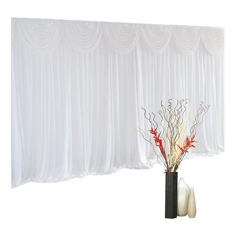 Toile de fond - Rideau de mariage - En soie - Blanc - 3 m x 3 m - Toile de fond - Pour photographie, festival, fête (1/5)