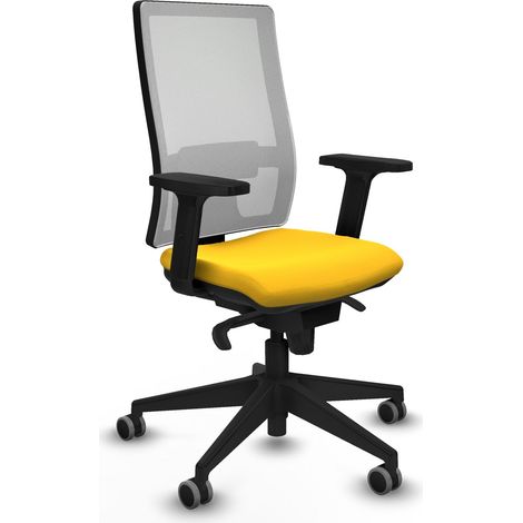 Horna sincro malla blanca similpiel amarillo brazos 2D base piramidal  ruedas 65mm engomadas