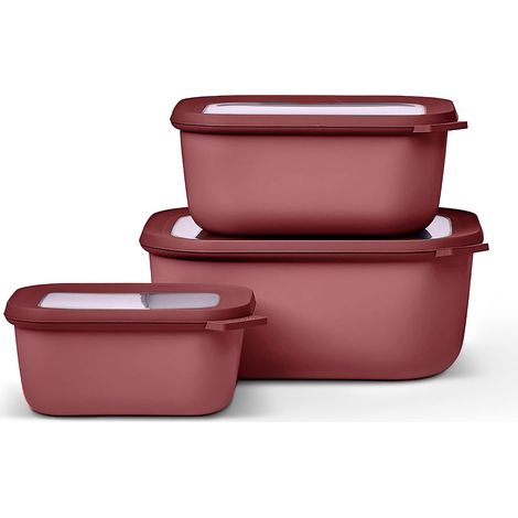 Mepal - Set da 3 Contenitori Cirqula Rettangolare - Contenitori per Alimenti con Coperchio - Adatti come Contenitori Ermetici per Frigo, Congelatore, Microonde - 750, 1500 & 3000 ml - Vivid mauve (1/4)