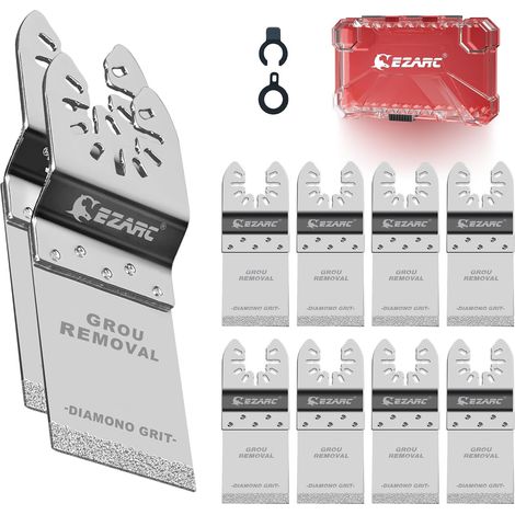 Lames oscillantes diamantées, lames de scie oscillantes multi-outils à coupe affleurante pour l'élimination du coulis, le nettoyage du mortier, lot de 10 (1/5)