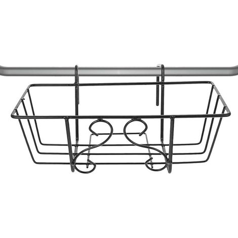 Support Suspendu pour Pots de Fleurs en Fer Noir, Cadre Carré 32 Cm, Étagère pour Plantes sur Rambarde de Balcon, Support Jardinière pour Décoration Balcon et Jardin Extérieur