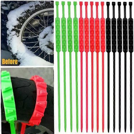 Motorrad-Antirutschketten, Auto-Schneeketten, Winter-Schnee-Antirutschreifen-Kabelbinder, Outdoor-Schneereifen-Antirutschketten (1/4)
