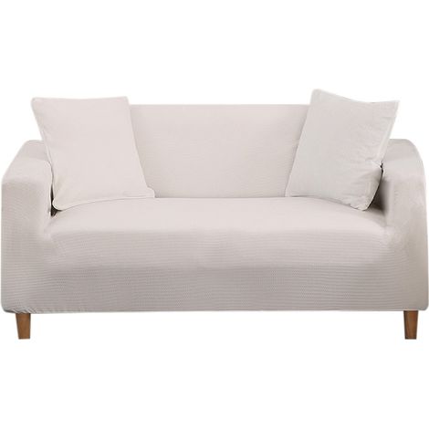Housse de canapé universelle en fibre de polyester blanche, extensible et déperlante, pour sofa 1 place 90-140 cm (1/5)