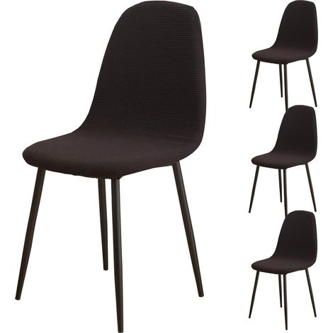 Set of 4 modern and retro jacquard dining chair covers with high backs for kitchen, living room, dining room, bar, cafe - Black (1/5)