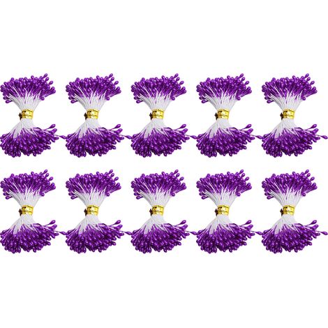 Bouquet Artificiel 900 Pièces Étamines Fleurs en Plâtre Violet, Décor Artisanal Accessoires 3mm (22) (1/5)