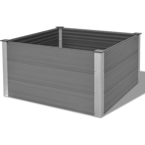 Fioriera rialzata per piante e fiori giardino WPC 100 x 100 x 54 cm grigio 020001235