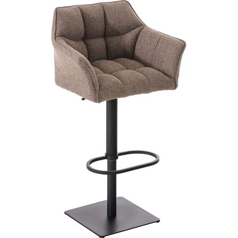 Sgabello da bar alto con cucitura quadrata seduta in tessuto marrone terra struttura in metallo nero 100004698
