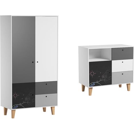 Comò a 3 cassetti e armadio Vox Concept nero (1/3)