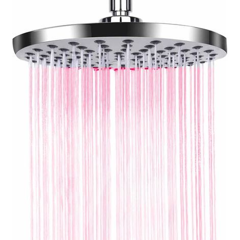 TRADE SHOP - Soffione Doccia Led Rgb Rotondo 20cm Cromoterapia Doccia Emozionale Argento 79906 -