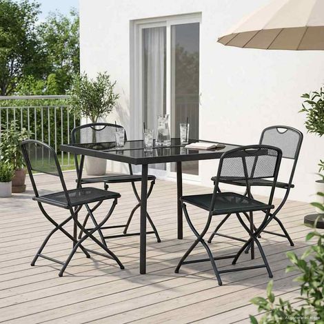 vidaXL Gartenmöbel Set 5 pcs Anthrazit Eisen und Stahl (1/5)
