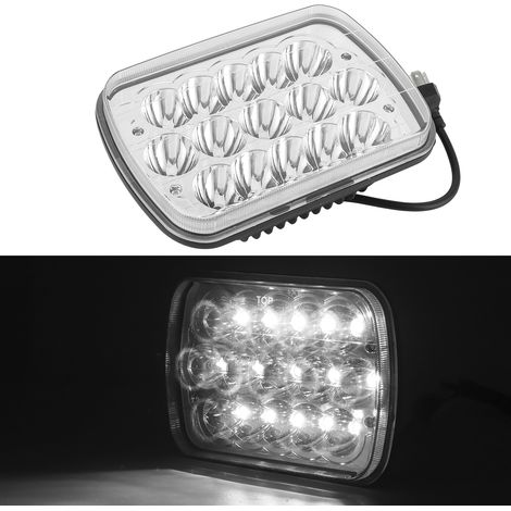 Universeller 7-Zoll-Scheinwerfer mit 15 LEDs, 45 W, 6500 K, wasserdicht, für LKW, Geländewagen, SUV und UTV, quadratisches Fernlicht (1/5)