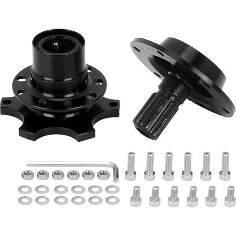 Cryfokt 6-Loch Schnellverschluss-Lenkradnabe, robust für den professionellen Rennsport, einfach zu bedienen für modifizierte Fahrzeuge mit externen Hupen (Schwarz) (1/5)
