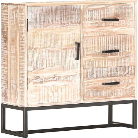 Buffet - Armoire de rangement Enfilade Blanc 73x30x75 cm Bois d'acacia massif BV775770 - BonneVie (1/5)