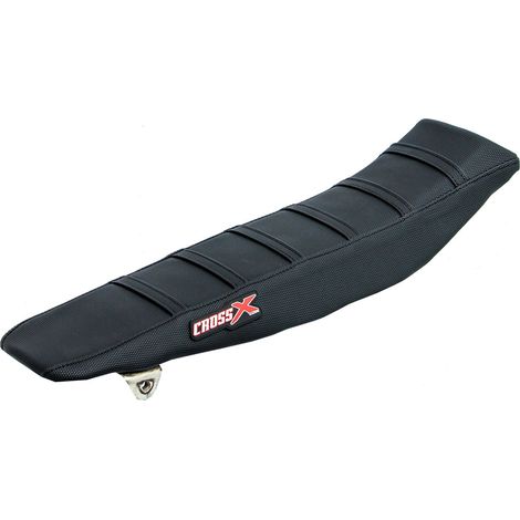 HOUSSE DE SELLE compatible avec les motos de marque Yamaha YZF 250-450, WRF 250-450 - TOP BLACK- SIDE BLACK-STRIPES BLACK + COUVRE CACHE RESERVOIR INCLUS