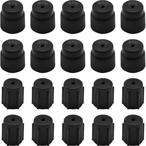 20 tapas protectoras para núcleos de válvulas de aire acondicionado (13 mm/16 mm) - Negras (1/5)