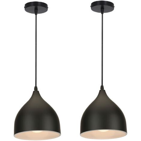 royaluxe- (2X) Lampe À Suspension Rétro Antique Plafonnier E27 Moderne Suspension Luminaire Créative Vintage Pour Café Bar Grange Noir (1/5)