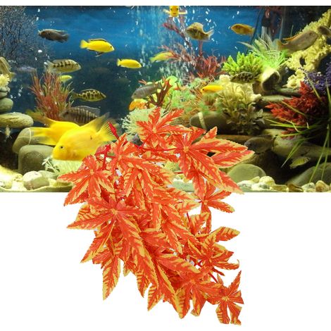 Plante Reptile Artificielle avec Suction Cup - Décor Lifelike pour Terrarium Aquarium T-007 Orange (1/5)