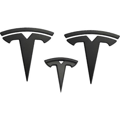 3x Mattschwarze T-Logo-Embleme für Motorhaube, Kofferraum und Lenkrad, kompatibel mit Tesla Model Y (1/5)