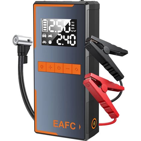 Avviatore di emergenza per auto, corrente di picco 1200A, pompa ad aria portatile, clip in cartone non intelligente (1/2)