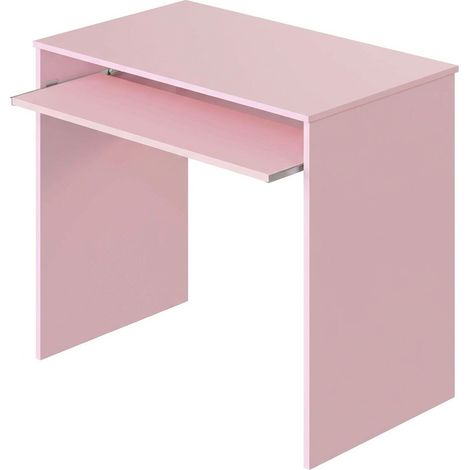 Scrivania Cameretta Studio PC Postazione Ufficio Design Moderno Piano Scorrevole Piedini ABS Ideale Per Studio Lavoro Quotidiano 90 x 54 x 79 Cm Rosa