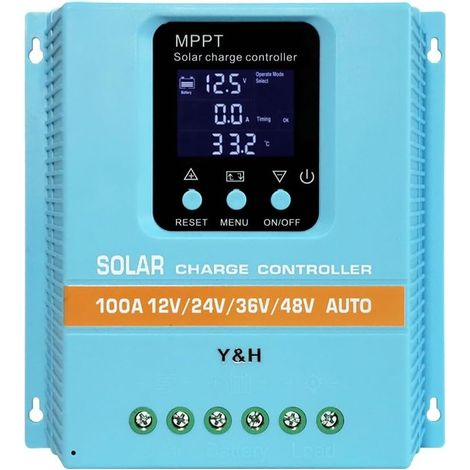 MPPT Contrôleur de charge solaire 100 A 12 V 24 V 36 V 48 V Régulateur de batterie intelligent Entrée max 100 V Double USB pour plomb-acide/lithium (1/5)