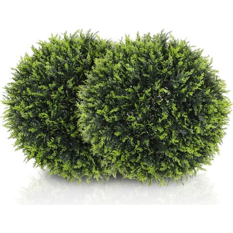 Set of 2 Artificial Plant Topiary Balls, UV-protected Fake Decorative Plants, Faux Plants for Home Indoor Outdoor Decor, 45cm, Green