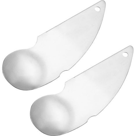 Éplucheur à Fruit Cuillère en Acier Inoxydable 304, 2 Pièces, Design Compact, Outil Cuisine pour Creuser la Pulpe et Éplucher les Fruits (1/5)