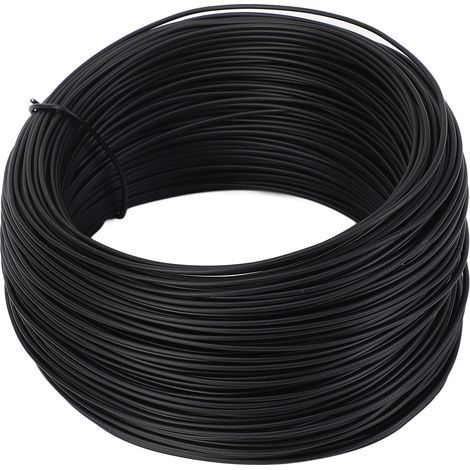 Rouleau de fil d'attache en fer galvanisé, 0.75mm, 50m, enduit de PVC pour relier les barres de renfort et les câbles à fibres optiques, noir (1/5)