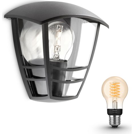 Philips Hue Creek Applique murale d'extérieur plate E27 (Noir) Lumière blanche chaude - White Filament (1/5)