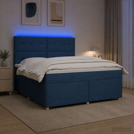 Lit boxspring avec matelas Bleu 180 x 200 cm Tissu (1/5)