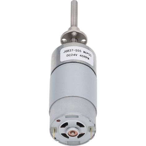 Moteur à engrenages CC 24V 45RPM, micro motoréducteur à vis sans fin à haute torsion, réducteur autobloquant réversible, arbre M6x50mm avec bride, boîte de vitesses (1/5)