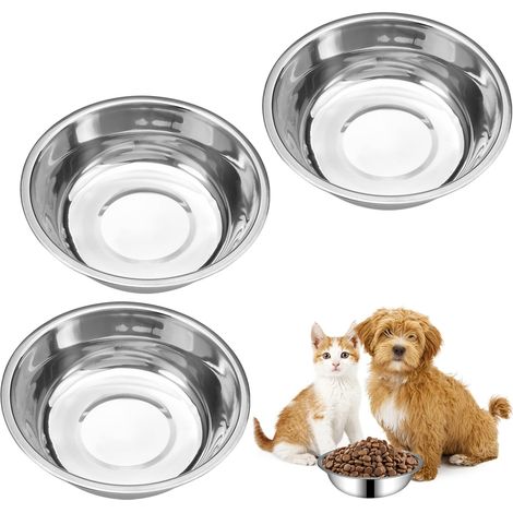 3-Piece Stainless Steel Pet Bowls for Cats or Small Dogs (1/5)