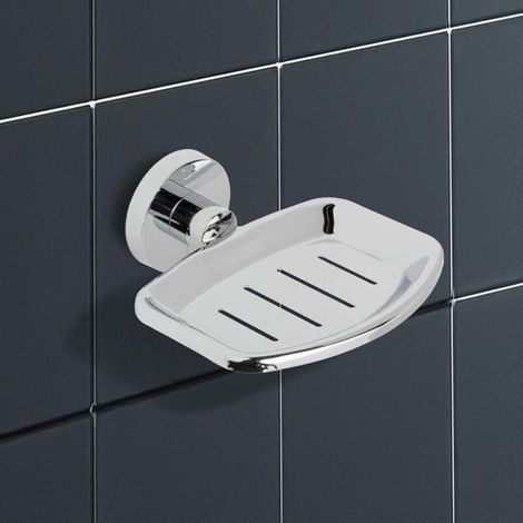 Lntyq Porte-Savon Mural Adhésif en Métal - Pas Besoin de Perçage - Design Moderne - Porte-Savon ou Éponge, Matériau Acier inoxydable,11.511.55cm (1/5)