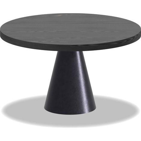 Artù Black - Tavolo da pranzo rotondo ⌀ 120 cm in legno laminato con base a cono in metallo, top nero (1/5)