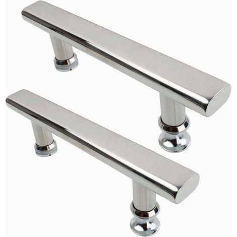 Two chrome-plated stainless steel shower door handles, 145 mm, suitable for bathrooms and kitchens - transparent (1/5)